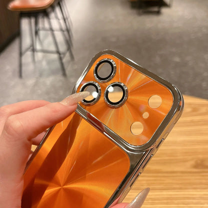 Luxury CD Texture Laser Phone Case, Shockproof Electroplated Frame Cover for Iphone 13 14 15 16 17 Pro Max #XYYJDSCLSCDWKSILVER