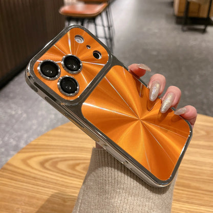 Luxury CD Texture Laser Phone Case, Shockproof Electroplated Frame Cover for Iphone 13 14 15 16 17 Pro Max #XYYJDSCLSCDWKSILVER