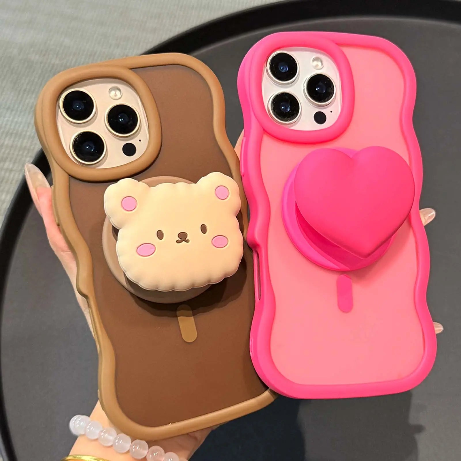 Cute Magnetic Expanding Phone Grip & Stand,Secure Grip for Iphone Magsafe Cases, Comfortable One-Touch Holding,Kickstand for Hands-Free Viewing Smartphone Cellphone