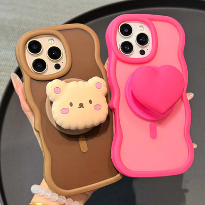 Cute Magnetic Expanding Phone Grip & Stand,Secure Grip for Iphone Magsafe Cases, Comfortable One-Touch Holding,Kickstand for Hands-Free Viewing Smartphone Cellphone