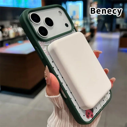 Clear Phone Case for Iphone 17 16 Pro Max plus 15 14 13 12 11 Air E Ladybug Floral Dots Pattern Magnetic Sunction Acrylic Back Full Body Protective Cover Protection Wireless Shockproof Transparent Silicone Casing