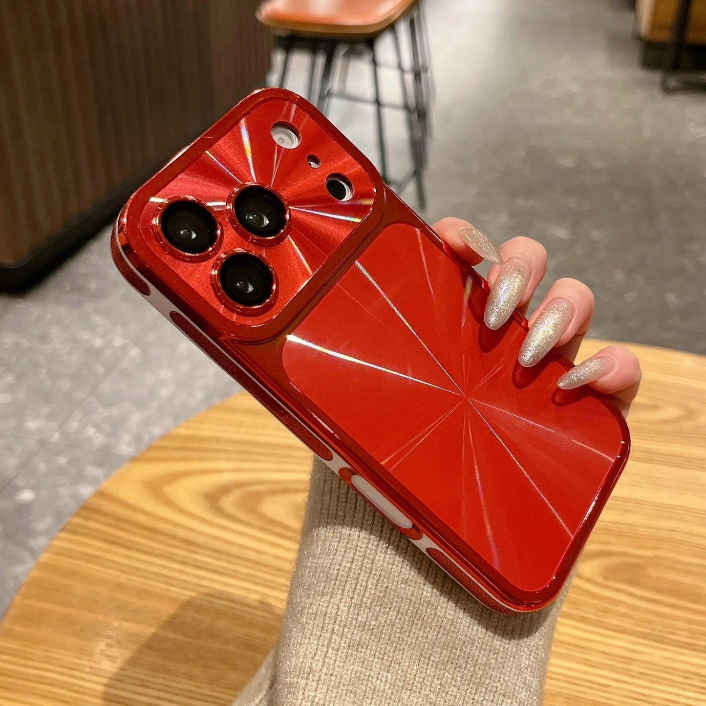 Luxury CD Texture Laser Phone Case, Shockproof Electroplated Frame Cover for Iphone 13 14 15 16 17 Pro Max #XYYJDSCLSCDWKSILVER