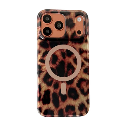 Leopard Cheetah Animal Print Phone Case for Iphone 17 Pro Max/17 Air/16 Pro 15 14 plus 13,Magnetic Cute Sparkle Glossy Silicone Shockproof Protective Cover for Women Men