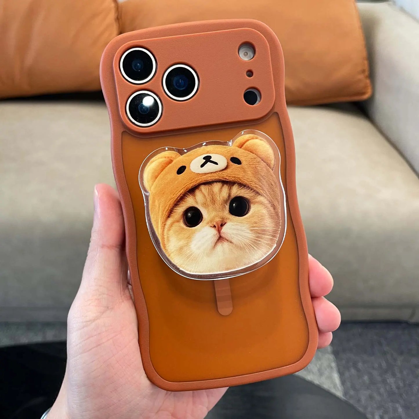 Cute Magnetic Expanding Phone Grip & Stand,Secure Grip for Iphone Magsafe Cases, Comfortable One-Touch Holding,Kickstand for Hands-Free Viewing Smartphone Cellphone