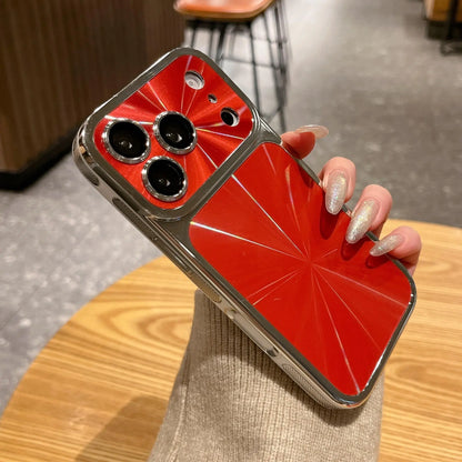 Luxury CD Texture Laser Phone Case, Shockproof Electroplated Frame Cover for Iphone 13 14 15 16 17 Pro Max #XYYJDSCLSCDWKSILVER